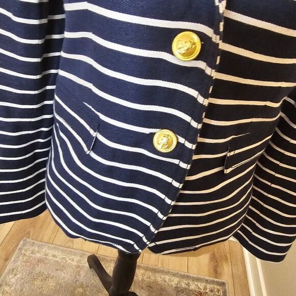 J. Crew Classic Schoolboy White/Navy Mixed Stripes Blazer Size 2 - Picture 5 of 12